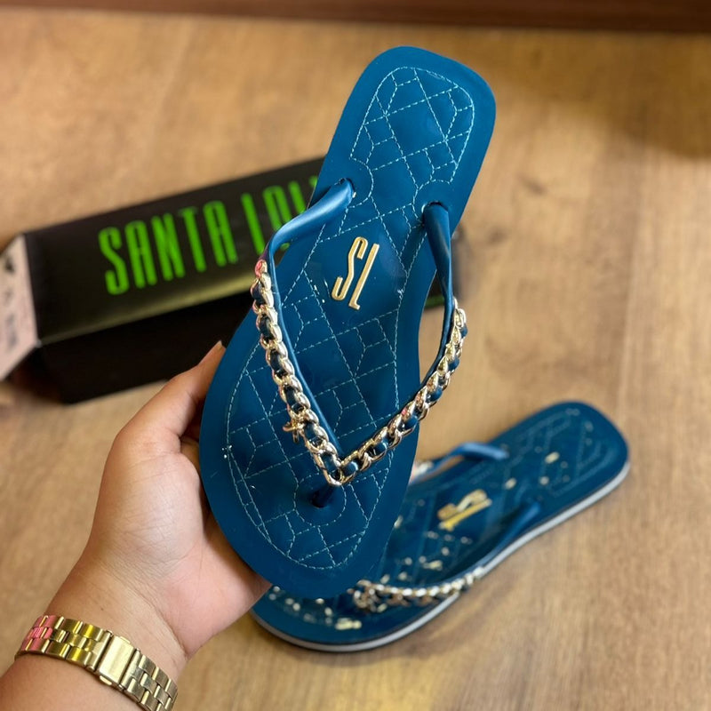 Sandália Santa Lolla Flip Flop Corrente Dourada 0106.0D67